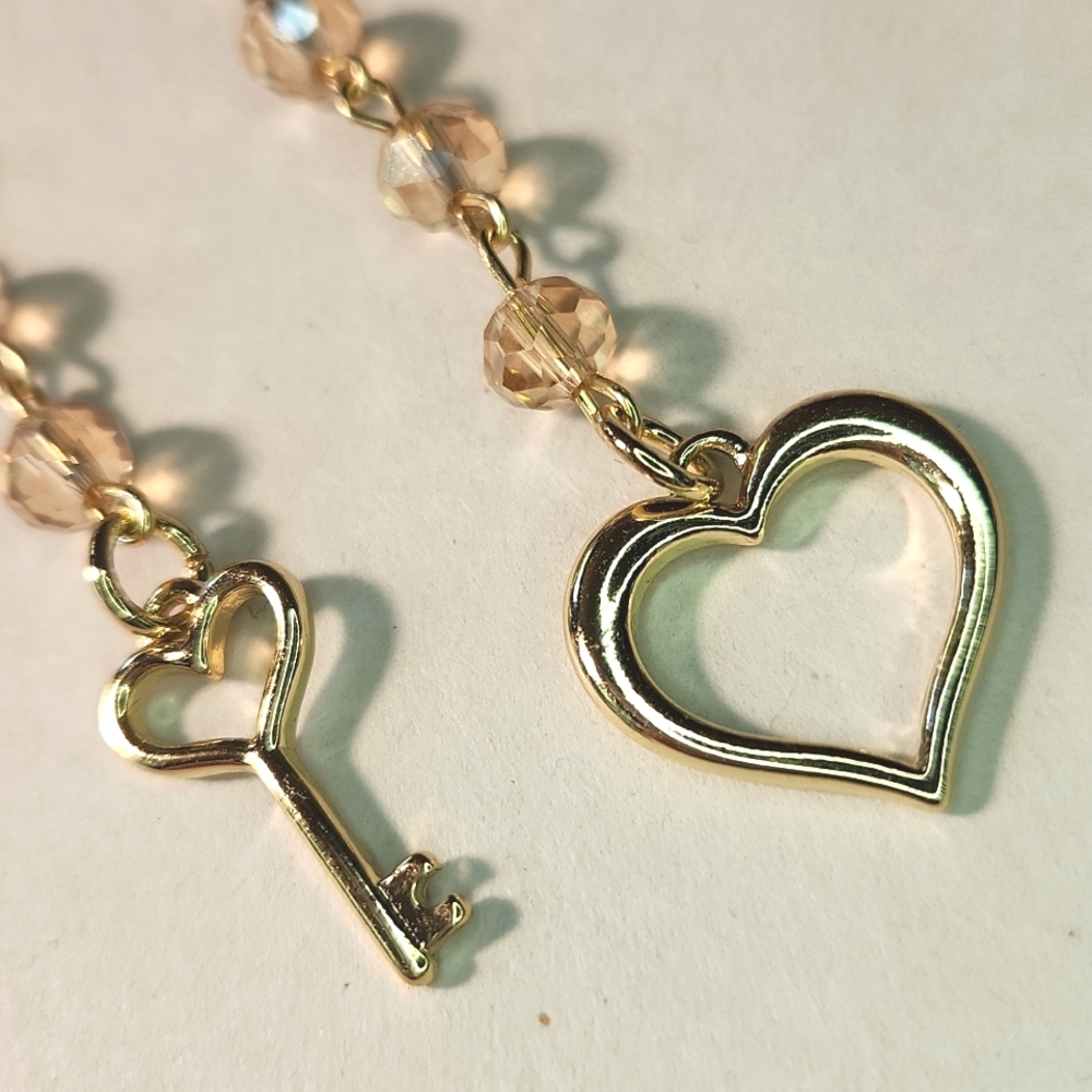 Handmade Key to My Heart Dangle Earrings 14k Gold Plated - Picture 7 of 7
